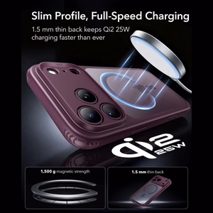ESR Classic Hybrid MagSafe maciņš, paredzēts iPhone 18 Pro Max / 17 Pro Max, tumšā ķiršu krāsā