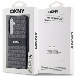 DKNY ādas Mono Stripe un Metal Logo viedtālruņa apvalks Samsung Galaxy S24+ - melns