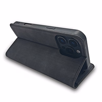 Viedtālruņa apvalks no nubuka iPhone 12 / 12 Pro 6,1 (m) - melns