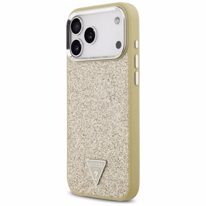 Guess Mirdzošs Trīsstūra Logotips Magnētiskais viedtālruņa apvalks iPhone 17 Pro Max zelta