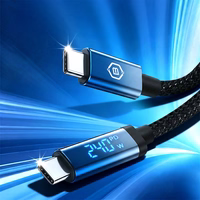 Blavec Kabelis Velox pīts - Typ C na Typ C - PD 240W 5A LED display 1,2 metra Apple CarPlay/Android Auto (CVE-CC5B12) melns