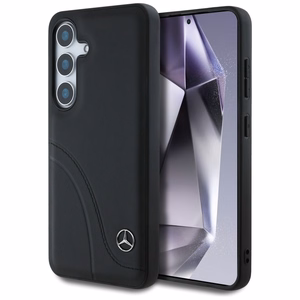 Mercedes Ādas Izliekuma šuves apvalks Samsung Galaxy S25 - melns
