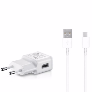 Samsung EP-TA200EWE USB-A 15W sienas lādētājs ar EP-DR140AWE USB-A - USB-C kabeli (OOB Bulk - aizstājējiepakojums) - balts