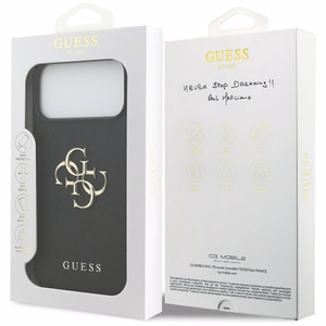 Guess Graudains Liels 4G un Klasiskais Logotips viedtālruņa apvalks iPhone 17 Pro Max - melns