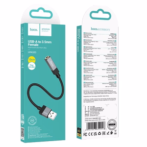 Adapteris AUX USB A (tēviņš) uz Jack 3,5 mm (mātīte) Hoco UPA32D melns