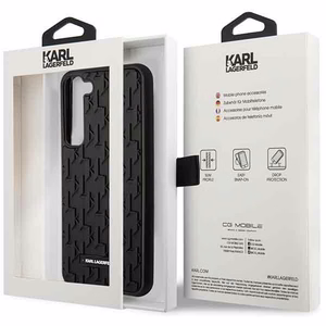 Karl Lagerfeld KLHCS23SRUPKLPK S23 S911 cietais viedtālruņa apvalks melns 3D Monogramma