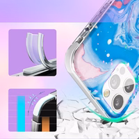 Kingxbar Watercolor Series krāsains viedtālruņa apvalks iPhone 12 Pro Max zila un rozā