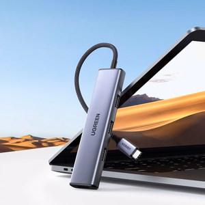 Adapteris Ugreen 2-in-1 sudrabs (ievade: Type-C / izvade: 4-USB)