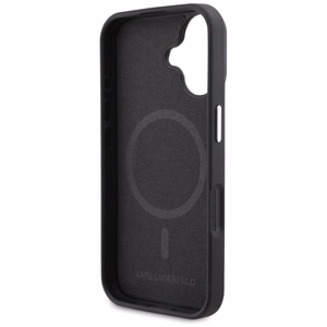 Karl Lagerfeld Initial & Metal Logo MagSafe Case for iPhone 16 - Black