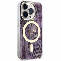 Guess GUHMP14XHLEOPWP iPhone 14 Pro Max 6.7" rozā cietais apvalks Leopard Magnētiskais