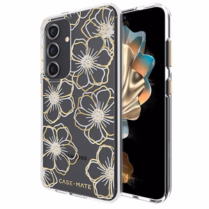 Case-Mate Floral Gems vāciņš ierīcei Samsung Galaxy S24, zelta krāsā