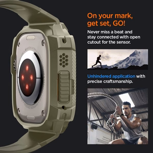Spigen Rugged Armor Pro - Siksniņa ar korpusu Apple Watch Ultra 49 mm (Vintage Khaki)