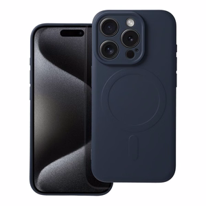 SILICONE MAG COVER viedtālruņa apvalks saderīgs ar MagSafe iPhone 15 Pro zils titāna