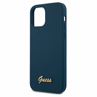 Guess GUHCP12LLSLMGBL iPhone 12 Pro Max 6.7" zils/zils cietais apvalks Metal Logo Script