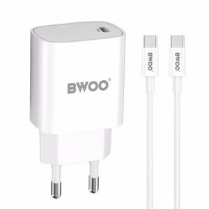 BWOO CDA159 PD Wall Charger 20W 1x USB-C Port + USB-C White