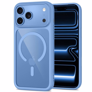 Tech-Protect MagOne CC MagSafe maciņš ar 2 rūdītiem stikliem, paredzēts iPhone 18 Pro Max / 17 Pro Max, caurspīdīgs zils