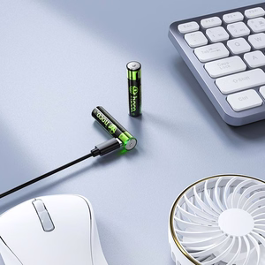 Uzlādējama baterija R3 (AAA) 320 mAh ar USB C + kabelis USB A uz 2 x USB C 2 gab. Hoco JA4 melna
