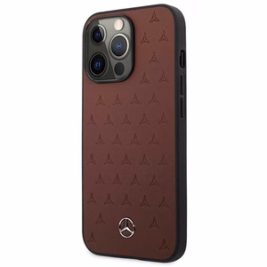 Mercedes MEHCP13LPSQRE iPhone 13 Pro / 13 6.1" sarkans maciņš Leather Stars Pattern