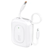Dudao K32 22.5W 10000mAh portatīvais lādētājs ar iebūvētu USB-C / Lightning kabeli - balta