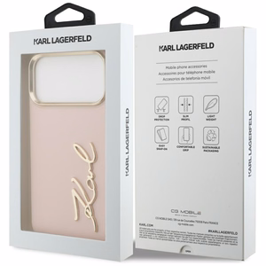 Karl Lagerfeld Karl Script Logo apvalks iPhone 17 Pro Max - rozā