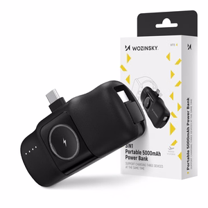 Внешний аккумулятор Wozinsky (WF16-YCS) USB-C + зарядка Apple Watch 5000mAh (20W) чёрный