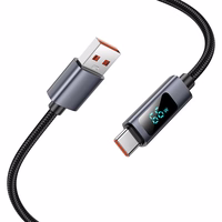 Kabelis USB A uz USB C Hoco 5A ar ekrānu 1 m X112 melns