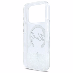 Karl Lagerfeld Liquid Glitter Karl Script Logo MagSafe Maciņš for iPhone 17 Pro - Clear