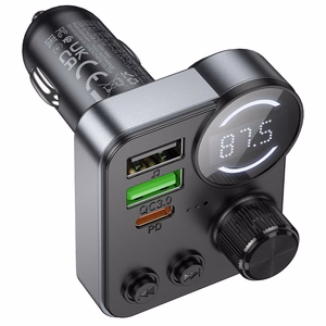 Car transmitter bluetooth Hoco 2 x USB A + USB C QC3.0 PD 48W E86 black