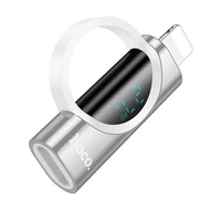 Adapteris Lightning uz USB-C Hoco PD 2,4A 27W ar digitālo indikatoru UA32B sudraba krāsā