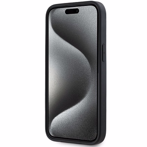 DKNY 3D Gumijas apvalks ar atkārtotu rakstu iPhone 15 Plus - melns