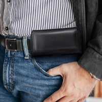 ROYAL universāls horizontāls ādas jostas apvalks izmērs 2XL SAMSUNG A21s / S20 ULTRA / S21 ULTRA / A70 / A71 / XIAOMI REDMI 9 / HUAWEI P SMART PRO melns