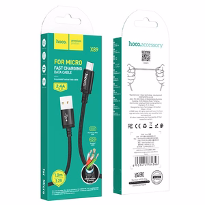 Kabelis USB A uz Micro USB Hoco 2,4A 1 m X89 melns