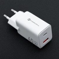 FORCELL F-ENERGY Mini GaN III VT-36 ceļojumu lādētājs ar 1 x Type C + 1x USB A pieslēgvietām, PD QC4.0 45W balts
