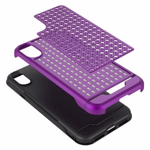 Zizo Star Diamond Hybrid vāciņš ierīcei iPhone X, violets un melns