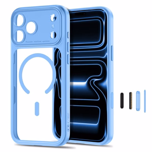 Tech-Protect MagPeak MagSafe CC maciņš modelim iPhone 18 Pro / 17 Pro – caurspīdīgs zils