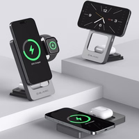 Blavec indukcijas lādētājs BQI-05 Qi 15W magnētiskais Magsafe 3 in 1 UniCharge (BQI05-QIMS) sudraba krāsā