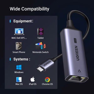 Pelēks Ugreen CM648 USB-C–RJ45 tīkla adapteris (25052)