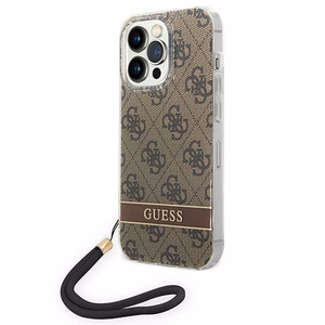 Guess GUOHCP14XH4STW iPhone 14 Pro Max 6.7 "brūns/brūns cietais apvalks 4G raksta siksna