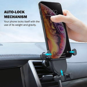 Crong Gravity Auto-Lock gravitācijas automašīnas tālruņa turētājs 4.7–6.5" tālruņiem, melns