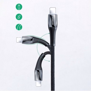 USB kabelis Joryoom S-1224K2 melns Type-C / Lightning 120cm (līdz 20W)