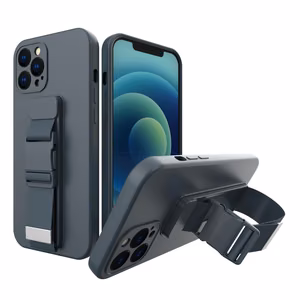 Viedtālruņa apvalks ar virvi un ķēdi, gel apvalks der iPhone 11 Pro - tumši zils