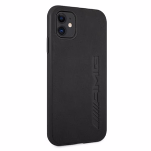 AMG AMHCN61DOLBK viedtālruņa apvalks iPhone 11 6,1 - melns ciets ādas apvalks ar karsto iespiešanas efektu