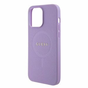 Guess Saffiano magnētiskais viedtālruņa apvalks iPhone 15 Pro - violets