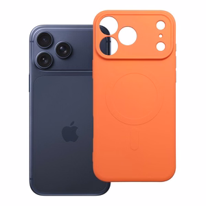 Silikona Mag Cover maciņš modelim iPhone 17 Pro Max / 18 Pro Max, saderīgs ar MagSafe ar kameras aizsardzību – oranžs