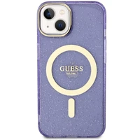 Guess Glitter Gold Magnētiskais viedtālruņa apvalks iPhone 14 - violeta