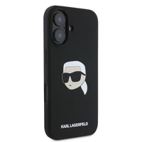 Karl Lagerfeld silikona viedtālruņa apvalks Karl Head Print Magnētiskais iPhone 16 - melns
