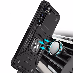 Wozinsky Ring Armor viedtālruņa apvalks Samsung Galaxy S23 bruņu apvalks ar magnētisku turētāju un gredzenu melns