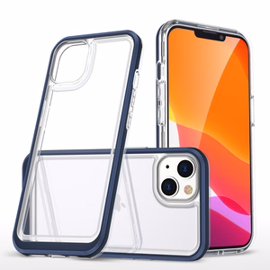 Прозрачный чехол 3in1 для iPhone 13 mini гелевый с рамкой синий
