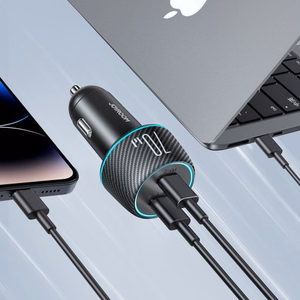 Automašīnas lādētājs Joyroom „JR-CCN02" melns 70W (2xUSB-C) ar LED gaismu