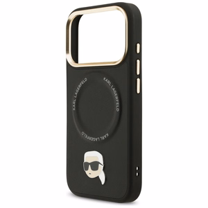 Karl Lagerfeld Big Strap Karl metāla logotipa Magnētiskais viedtālruņa apvalks iPhone 17 Pro - melns